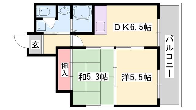 大栄・十二所前レジデンス(2DK/9階)の間取り写真
