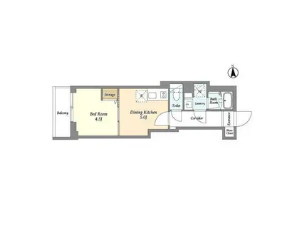 ドゥーエ尾久(1DK/4階)の間取り写真