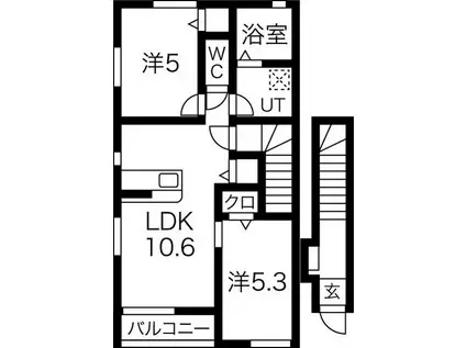 ミルト107 A棟(2LDK/2階)の間取り写真