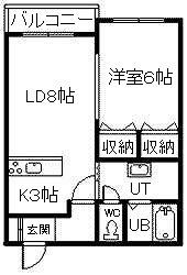 シャンノール医大前(1LDK/1階)の間取り写真
