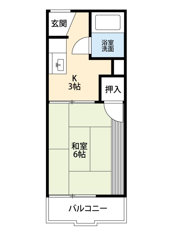 サンライズ戸崎(1K/2階)の間取り写真