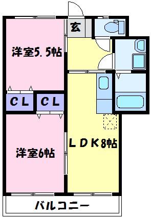 ヴィスタシア(2LDK/3階)の間取り写真