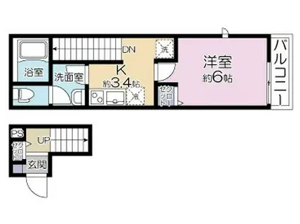 ジョリーメゾン高松(1K/2階)の間取り写真