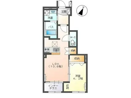 パレスコート トーケン(1LDK/1階)の間取り写真