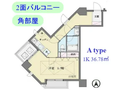 パークテラス恵比寿(1K/7階)の間取り写真
