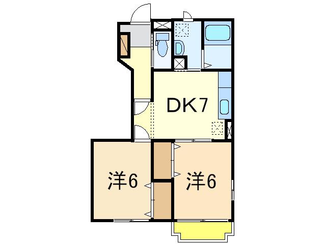 グランアムール(2DK/1階)の間取り写真
