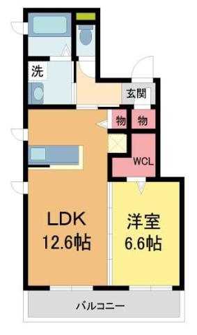 マシコット瓦林(1LDK/2階)の間取り写真