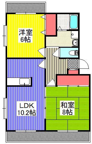 ノースウィング(2LDK/2階)の間取り写真
