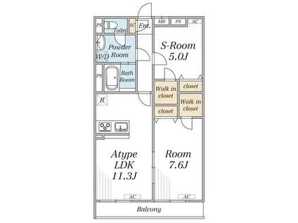 リブリ・SK竹の塚(2LDK/1階)の間取り写真