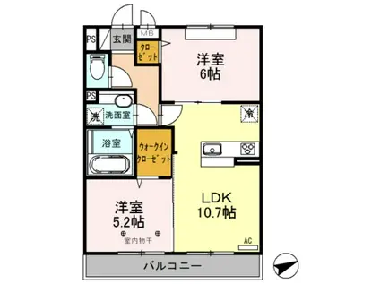 エミネンス(2LDK/2階)の間取り写真