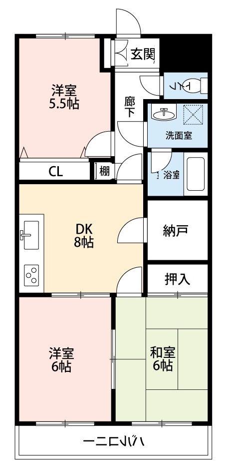 グリーンガーランド所沢2号館(3SDK/2階)の間取り写真