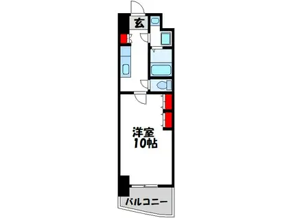 ロイヤルコンフォート渡辺通(1K/16階)の間取り写真