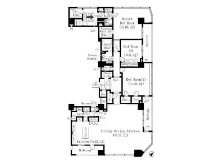 MFPR目黒タワー(3LDK/25階)の間取り写真