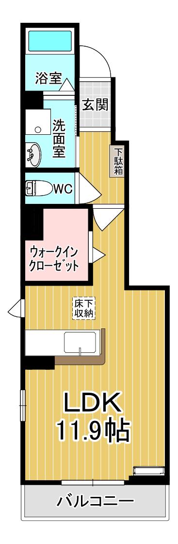 アロハガーデン A(ワンルーム/1階)の間取り写真