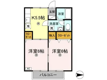 アンシャンテ川之江A棟(2K/2階)の間取り写真