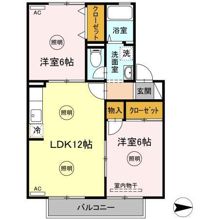 ブランシェ本生(2LDK/1階)の間取り写真