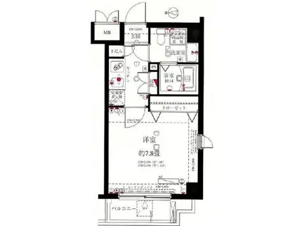 パレステュディオディム錦糸町(1K/3階)の間取り写真