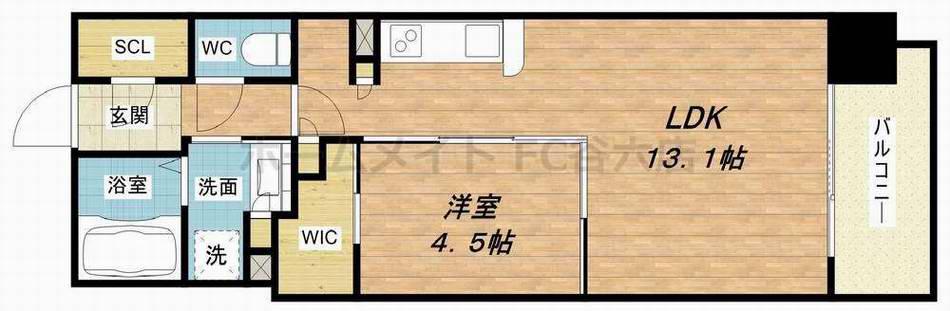 OPUS RESIDENCE SHINSAIBASHIサウス(1LDK/7階)の間取り写真