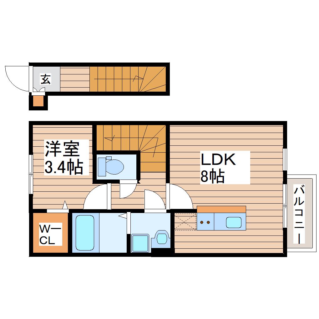 CASA TELA(1LDK/2階)の間取り写真
