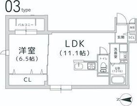 TRICERA COURT(1LDK/3階)の間取り写真