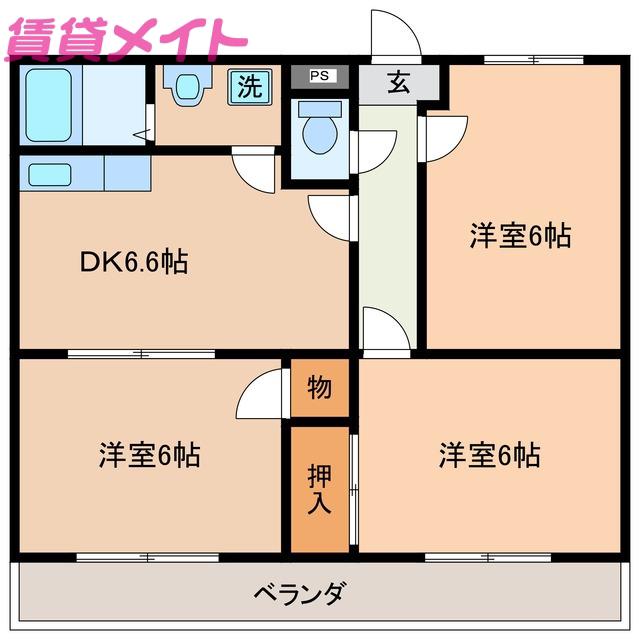 プロスペール(3DK/1階)の間取り写真