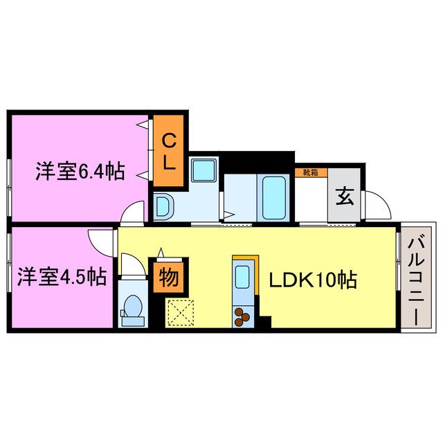 アルブルパイン瀧町(2LDK/1階)の間取り写真