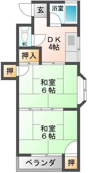グリーンマンション(2DK/3階)の間取り写真