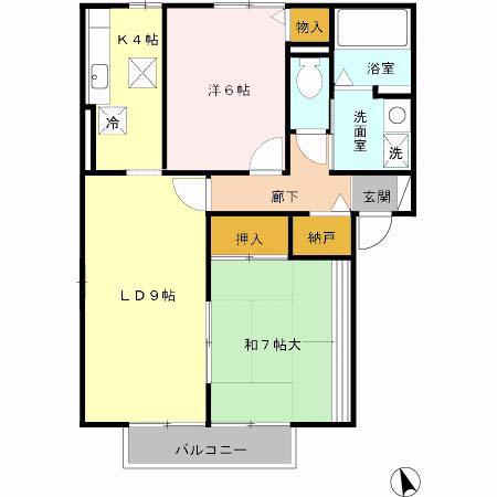パティオドリーム(2LDK/2階)の間取り写真