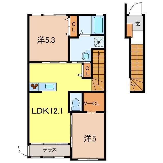 ジェンティーレ(2LDK/2階)の間取り写真
