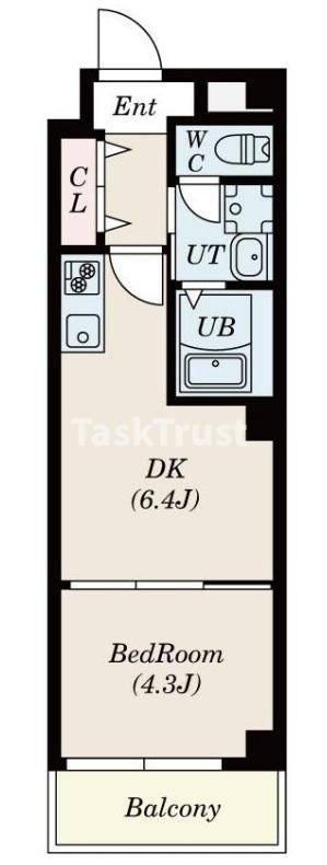 ラフィール福島(1DK/8階)の間取り写真