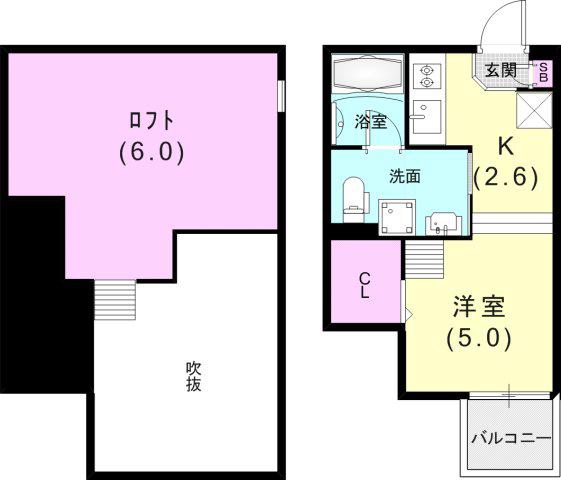 エクル海運町(1SK/2階)の間取り写真