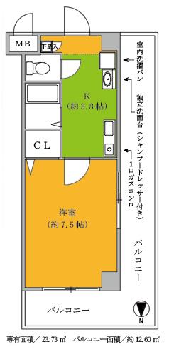 フォレスト西道頓堀(1K/12階)の間取り写真