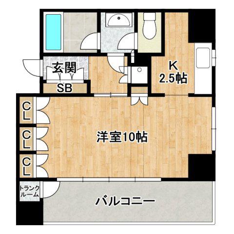 ヴァンデュールアッシュ南船場(1K/7階)の間取り写真