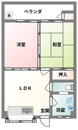 メゾン国(2LDK/3階)の間取り写真