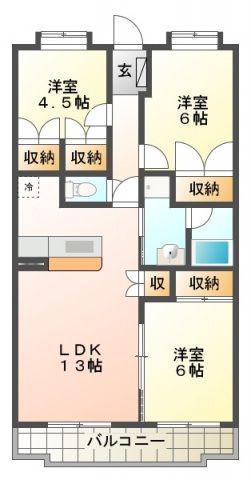 ルミエール(3LDK/3階)の間取り写真
