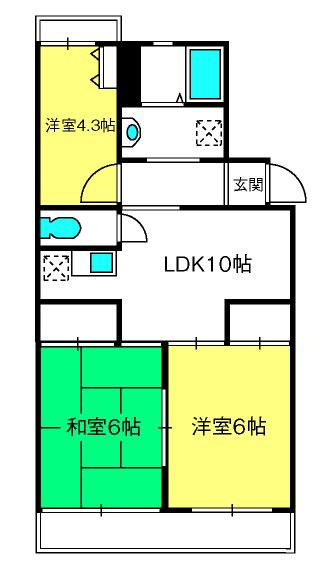 プルミエールD(3LDK/3階)の間取り写真
