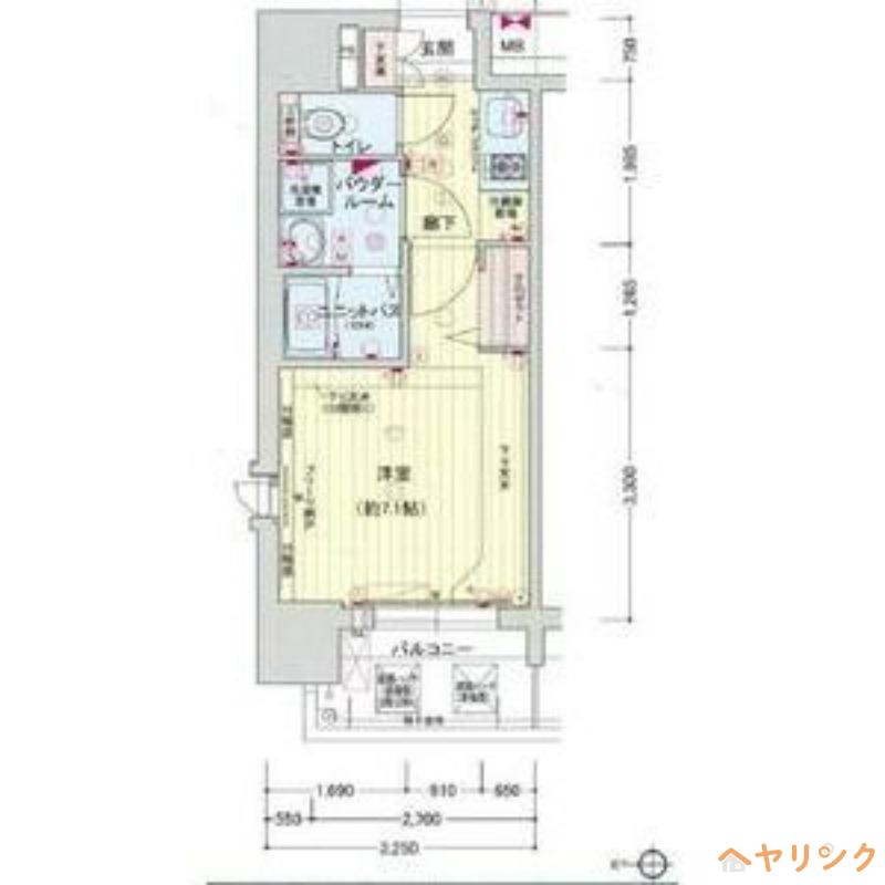 プレサンス名古屋STATIONキュオル(1K/2階)の間取り写真