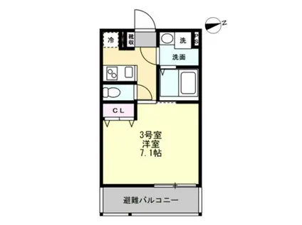 ベイルームヒルズ三ツ境(1K/2階)の間取り写真