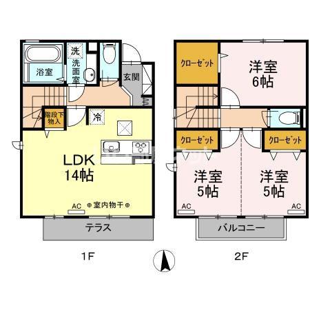 カトレア ヴィオレ/ルージュ カトレア ヴィオレ(3LDK/1階)の間取り写真