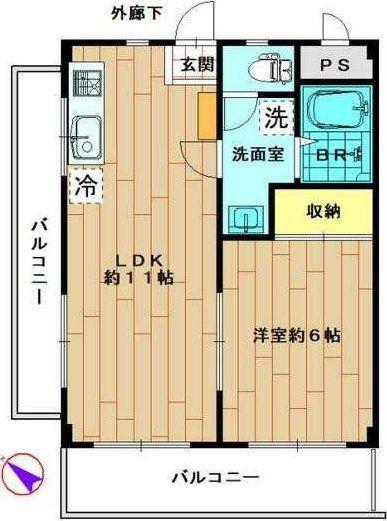 ヴァンヴェルナル(1LDK/3階)の間取り写真