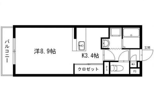 ヴァンベール(ワンルーム/2階)の間取り写真