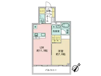 セルディーナ(1LDK/3階)の間取り写真