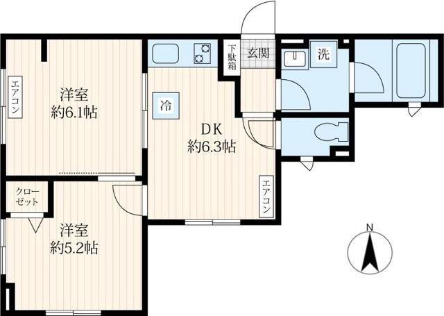 モンセラット代々木上原(2DK/1階)の間取り写真