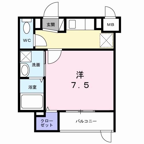 ヒカルサ神戸垂水山手(1K/1階)の間取り写真