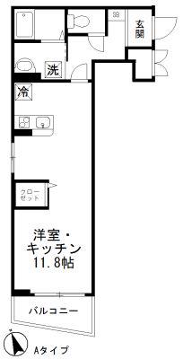 ファンファーレ調布(ワンルーム/2階)の間取り写真