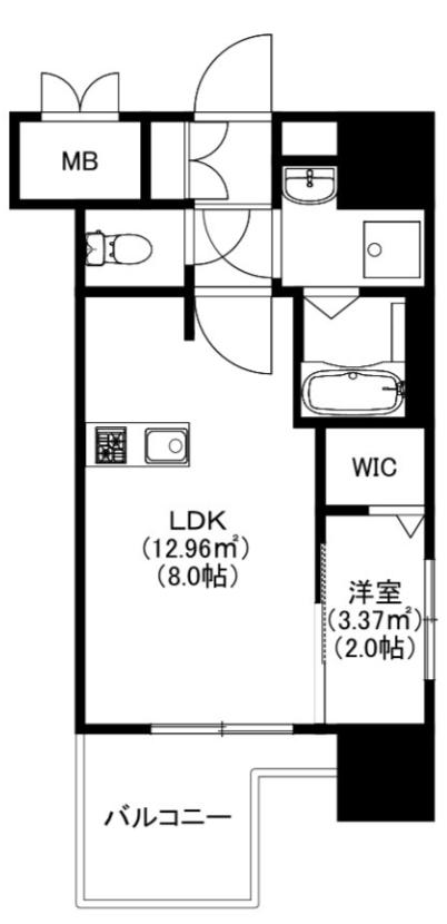 モダンパラッツォ博多デュオグランデウエスト(1LDK/3階)の間取り写真
