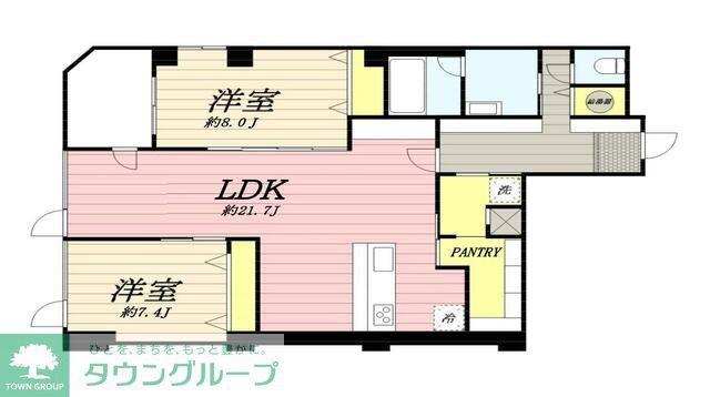 ぺんてるビル(2LDK/6階)の間取り写真