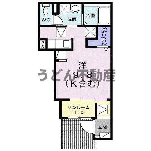 エスポワールC(ワンルーム/1階)の間取り写真