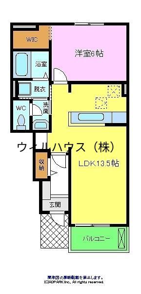 エレガンテカーサ M(1LDK/1階)の間取り写真