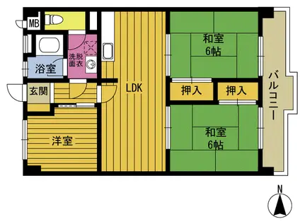 屋田養魚ビル(3LDK/2階)の間取り写真